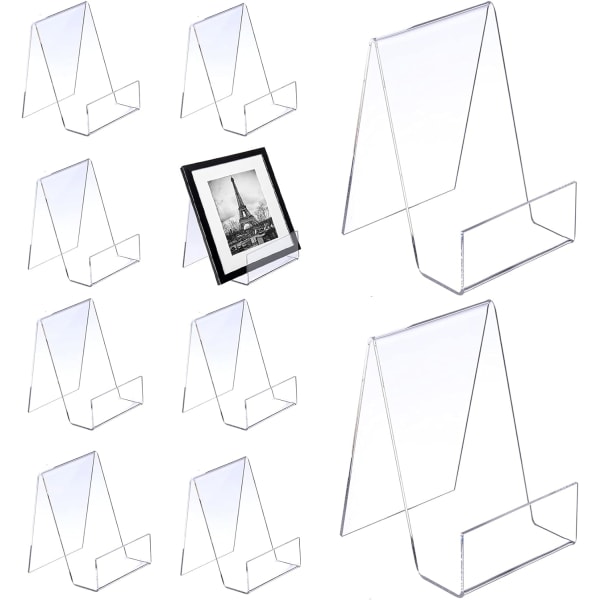 10 st Transparent akrylbokhållare, godshållare som bokstöd och stativ