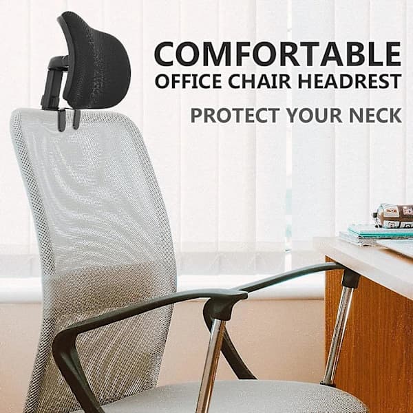 Office Chair Headrest Mount Universal Headrest Cushion Upholstered Adjustable Height Black and White