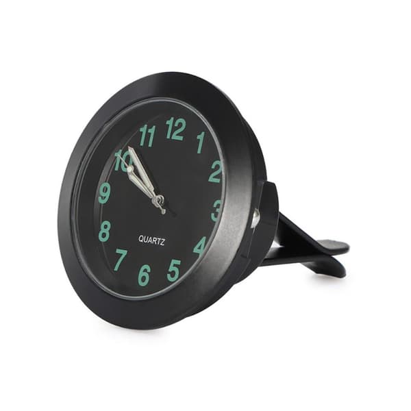 Analog Clock for Car. Air Vent Clip Round Quartz Car Interior - Black