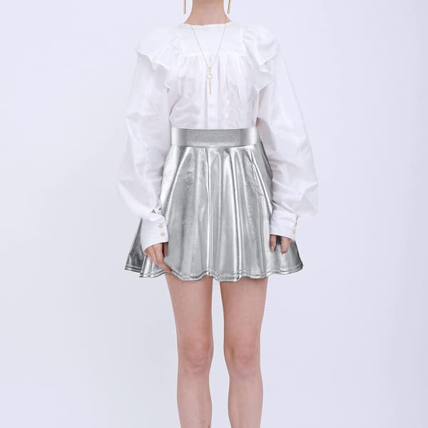 2 stk. Alien-hårbånd, metallisk plisseret nederdel | rød Medium Silver Medium Skirt