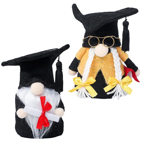 2 stk. Doktorhat Graduation Dukkepynt Søde Ansigtsløse Dukkedekorationer Sort 14X13X5.5CM Black 14X13X5.5CM