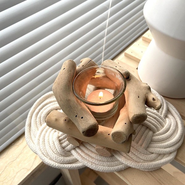 INS Retro Drivved Glass Lysestake Romantisk Hjem Kreativ Glass Dekorasjon Lysestake Romantisk Middagsbord Dekor