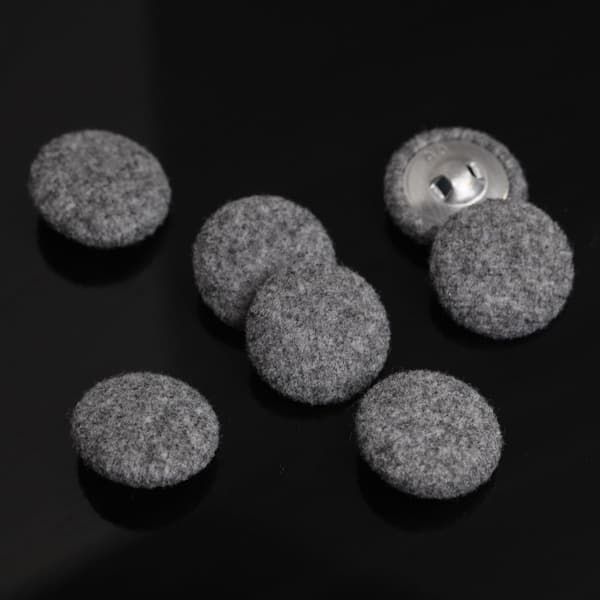 10 stk Stoffkledde Knapper med Metalløye for Drakter Kjoler Bluser Smoking Gensere Stoffknapper Grå 15mm