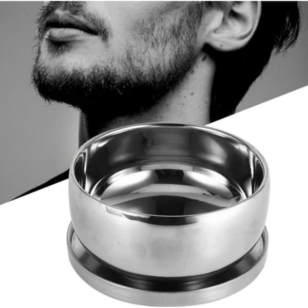 Barberskål i rustfrit stål med låg - Traditionel barbersæbemug