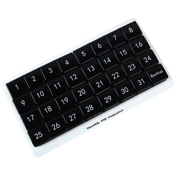 Monthly Pill Box 31 Compartments, 1 Per Day, 4 Weeks Months 31 Days Pill Box, Black