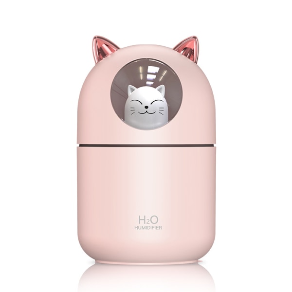 Cute Cat luftfukter luftfukter, røkelsesmaskin, stor mengde tåke, stillegående, automatisk avslåing, anti-tørking luftfukter (rosa)