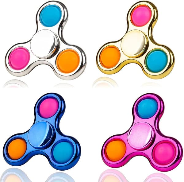 Chrome Pop It Fidget Spinner - Metallisk Blå Popper Legetøj - Stressreducerende Gave til Børn