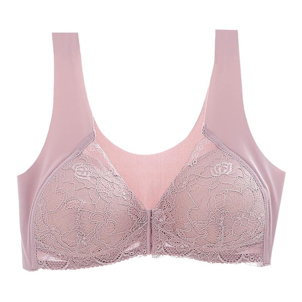 Ingen stålring i ét stykke bh åndbar frontspænde bh undertøj lingeri til kvinder damer (pink-5x Pink 5XL