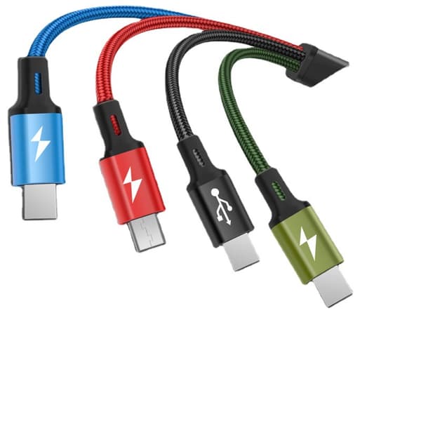 USAMS multiladekabel 2-pakning 4FT 4-i-1 nylonflettet USB-hurtigladekabeladapter