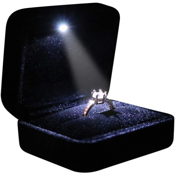 Metal blank med LED smykker gaveæske til frieri, forlovelse, bryllup - let at passe i din lomme eller håndtaske