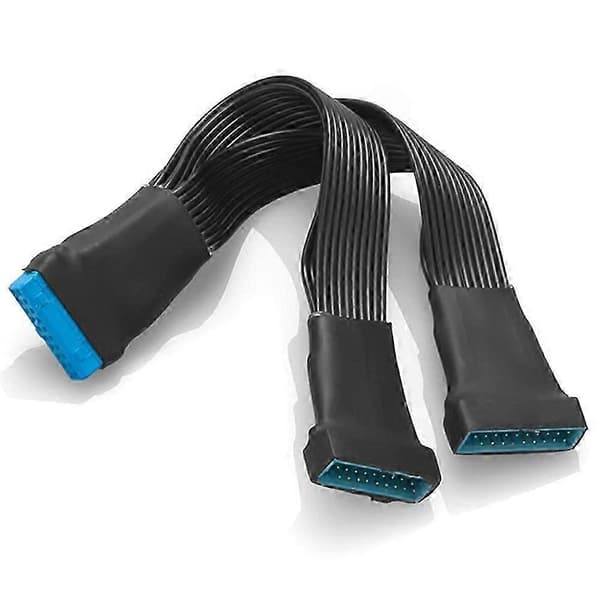 2 stk Hovedkort USB 3.0 19PIN Header 1 til 2 Forlengelsessplitterkabel, 12 cm 19-pin Intern Forlengelse)