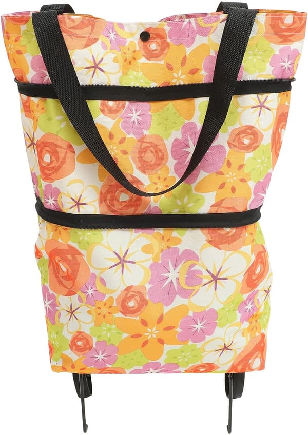 Large Foldable Shopping Cart Bag with Wheels, Lightweight Reusable Grocery Storage Bag