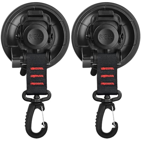 2 suction cup anchors with 360° rotating hook eye, suction cup attachment hooks for car tents, car suction hook