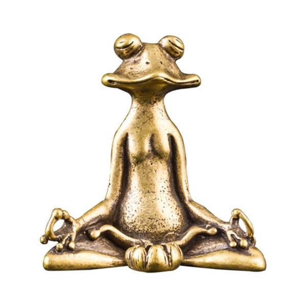 Antik metall meditationsgroda statyett figur rökelsehållare