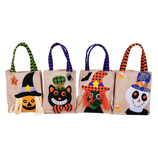 4 kpl Lasten Kankaisia Kasseja Halloween-Herkkujen Kuljetukseen Halloween-Kasseja Pusseja Halloween-Kasseja Lahjoja Juhla-Kasseja Täytteitä Halloween-Juhlien Suosikkeja 4kpl 4pcs