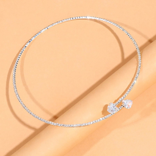 Choker Halskæder Justerbar Krystal Fest Halskæde Glimmer Bryllup Halskæde Guld eller Sølv Kæde Smykker