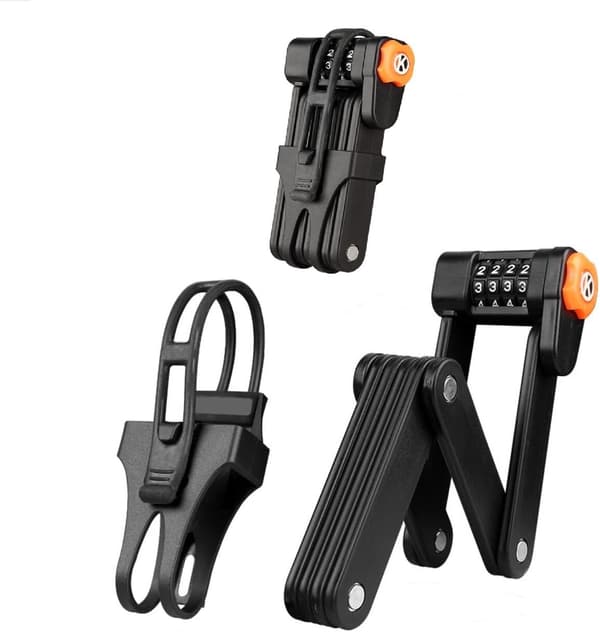 Bicycle Chain Lock with 4-Digit Combination, 8 Hardened Metal Links, Foldable Security Lock for Mountain Bikes