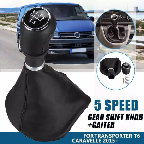 5-speed Leather Gear Shift Knob Gaiter Boot Handle Cover for -Transporter T6 2015+
