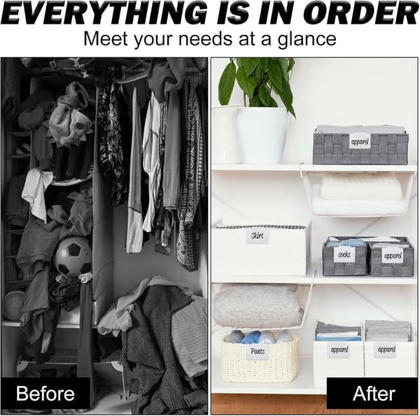 12 pcs - Labels - Basket labels with clip - Removable storage shelf labels - Chalkboard label