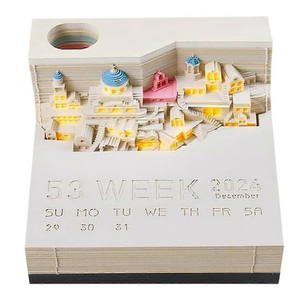 Tidstycke Kalender - 2024 Bordkalender med LED-lys - 3D-kalender