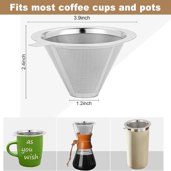 Drypfri, papirløs kaffefilter med dobbeltnet i rustfrit stål