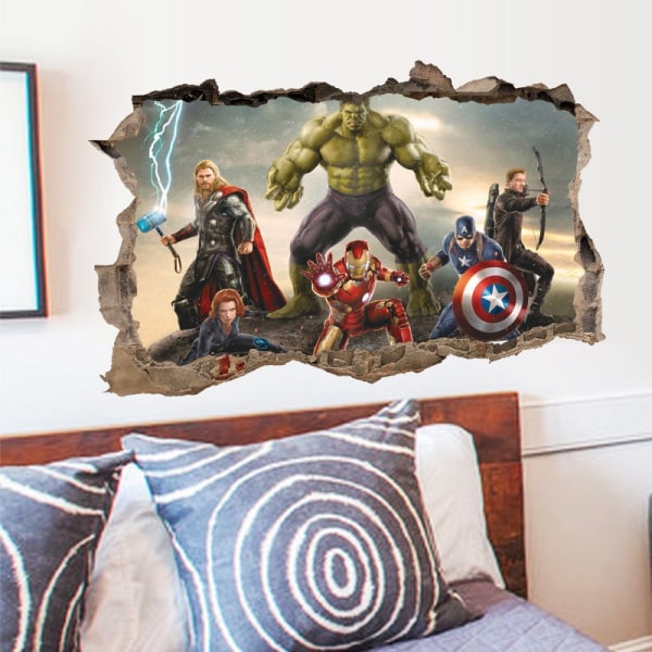Set med 2 personliga Marvel Avengers Montera väggdekaler för sänggavel