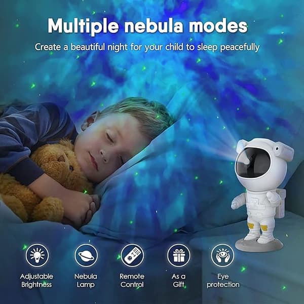 Astronaut Galaxy Projektor Stjernehimmel Nattlys (Hvit), Astronaut S