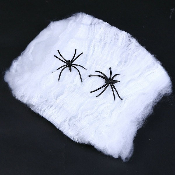 5-pack Halloween Spökhus Bar Dekoration Tillbehör Spindelnät Spindel Med En Liten Spindel Färgad Bomull