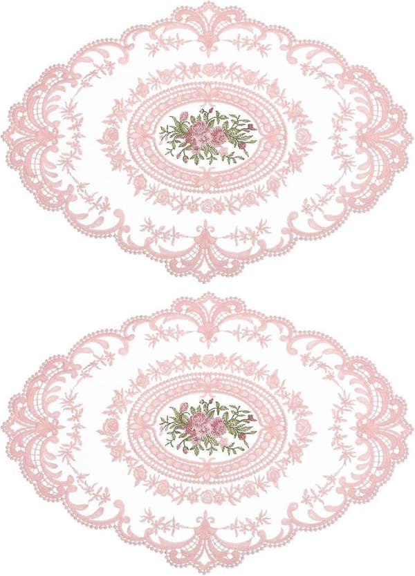 1-pack Retro Spets Duk Oval Broderad Bordsplatta Fransk Virkning