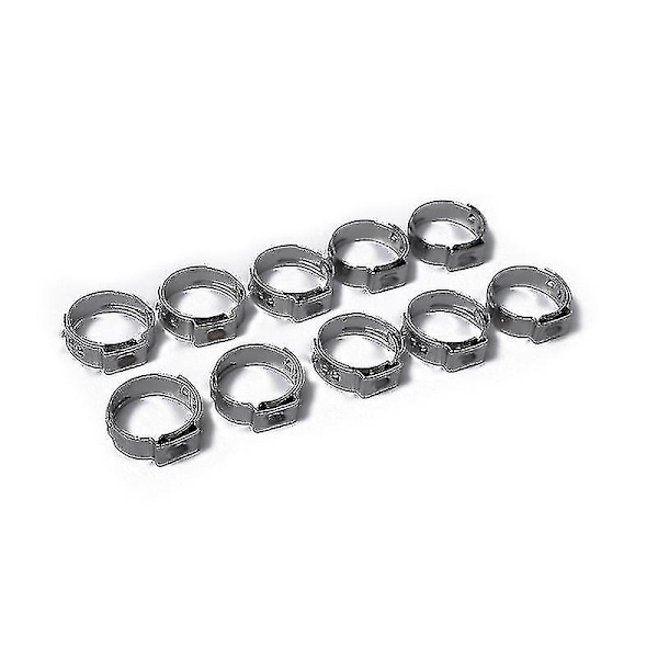 10 stk. 304 Rustfrit Stål Enkelt Øre Slangeklemmer - Diameter 12,8-15,3 mm (sølv)