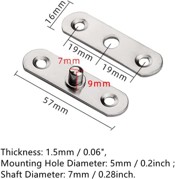 8-pack 360° rostfria pivotdörrgångjärn 57 mm x 16 mm