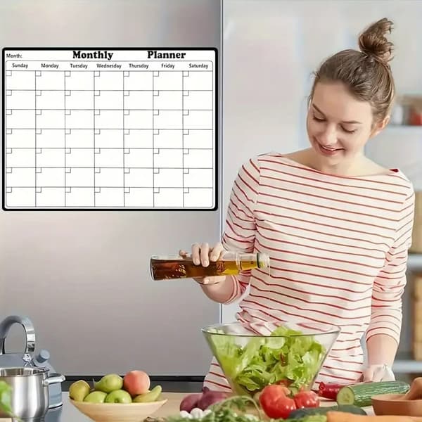 Magnetisk whiteboardkalender til køleskab (inkluderer: 1 whiteboard, 1 pen, 1 viskelæder)