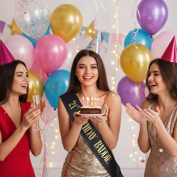 21-års fødselsdag Baddie Sash, sort guld til mænd kvinder fest