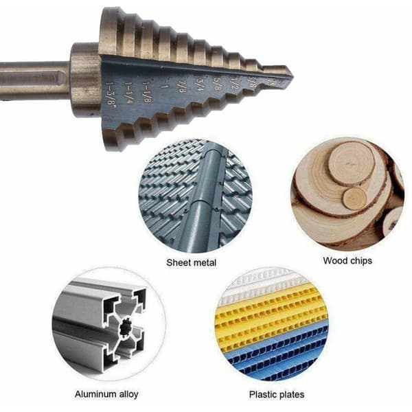 5-piece HSS Step Drill Bit Set with Titanium Coating and Storage Box