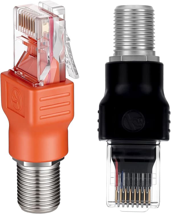 2 STK F-Type Hun til RJ45 Sort