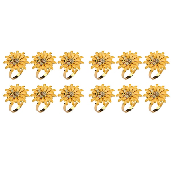 12 kpl Daisy Flower set, mehiläiskukkien lautasliinapidikkeet Serviette-soljet, yhteensopiva Holiday Weddinin kanssa