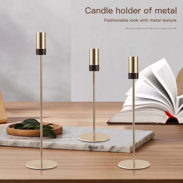 Candlesticks, Gold and Black Table Decoration, Candlestick for Home Decor, Wedding, Dinner, Party Decoration, Material Metal, 1 Set
