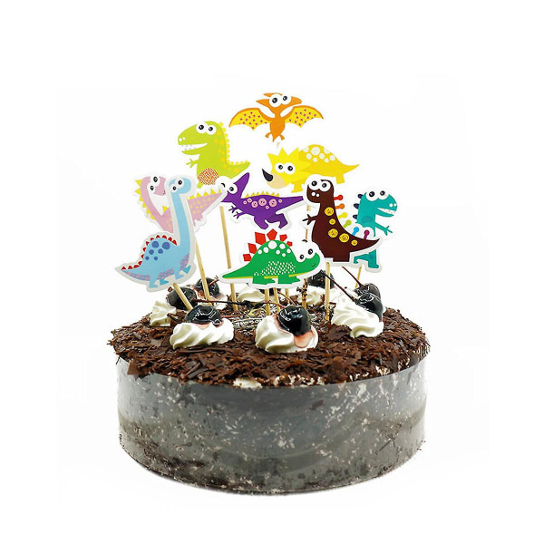 18st Cake Toppers Dinosaur Cake Insert Pappersmuffin Dekoration Bordsdekoration För Barn Födelsedagsfest18st 18pcs