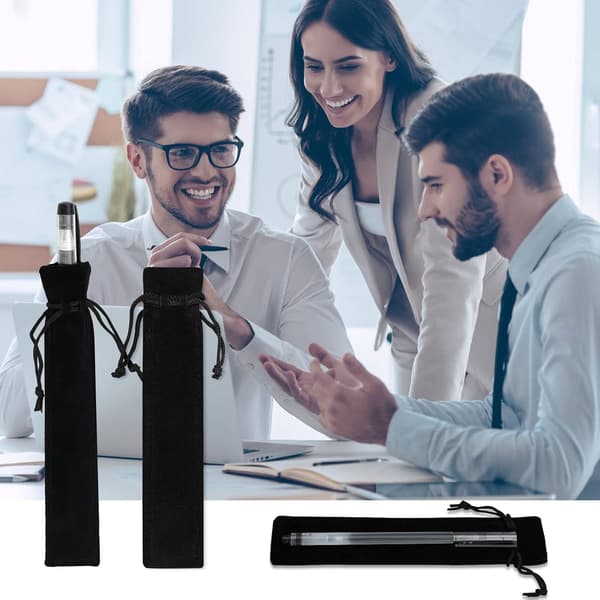 20 Pieces Black Velvet Pouch for Pen/Pencil, Unique Drawstring Storage Case, Student Gift