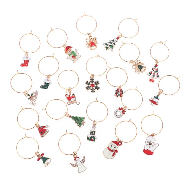 20 stk. julevinglasmarkører, jule-drikkemarkører, charms, A A Onesize A Onesize