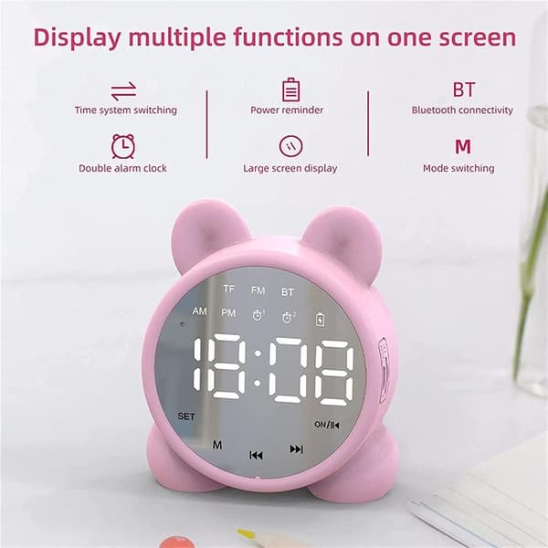 1 st rosa digital väckarklocka, barns smarta klocka med LED-dis