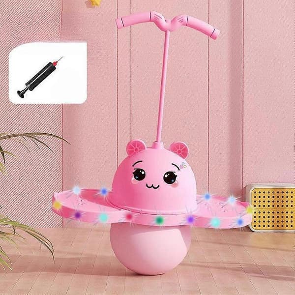 Pogo Ball with Handle, Bouncing Ball for Outdoor Exercise, Indoor, Pink Pink Rosa