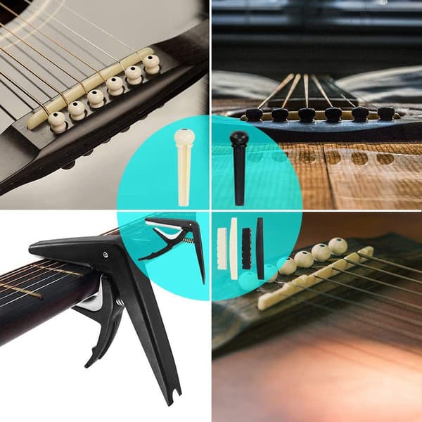 65-delars gitarrtillbehörsset med gitarrsträngar, stämapparat, capo, plektrum, plektrumhållare, tumplektrum {Db} Som Visas As Shown