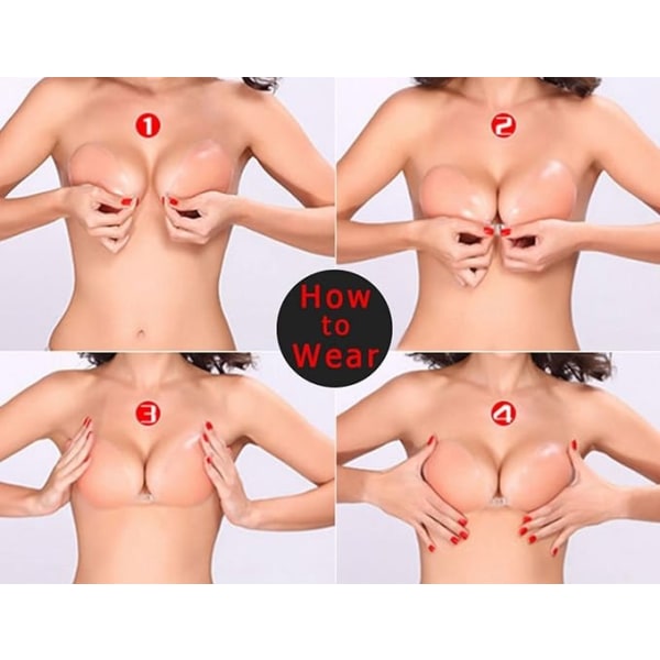 Trendy kvinders usynlige genanvendelige rygløse stropløs bh. brystvortebetræk Pasties Tynd silikone bh Lille brystplaster（A）
