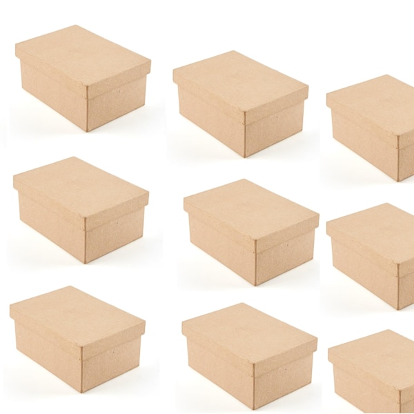 Factory Direct Craft Pack of 8 Paper Mache Square Boxes Premade Kraft Cardboard Square Papier Mache Gift