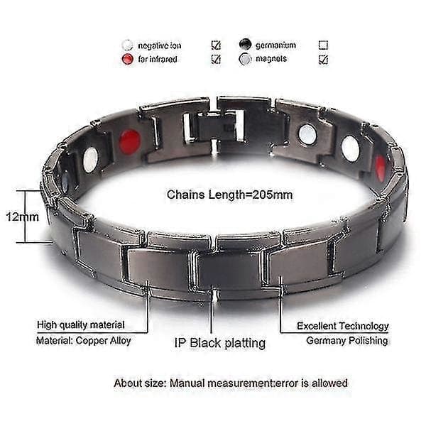 Magnetarmbånd til mænd, titanium stål, kraftfuld magnetterapi, magnetisk energiarmbånd