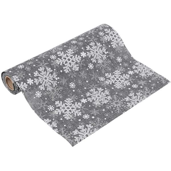 Christmas Table Runner, Table Decorations, Polyester Table Flag, Tablecloths, Party Table Decoration, Snowflake Printed Tablecloths, Grey