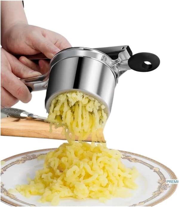Durable Stainless Steel Potato Masher, Replaceable Potato Mashing Plate, Kitchen Equipment for Fruit Puree and Juice.