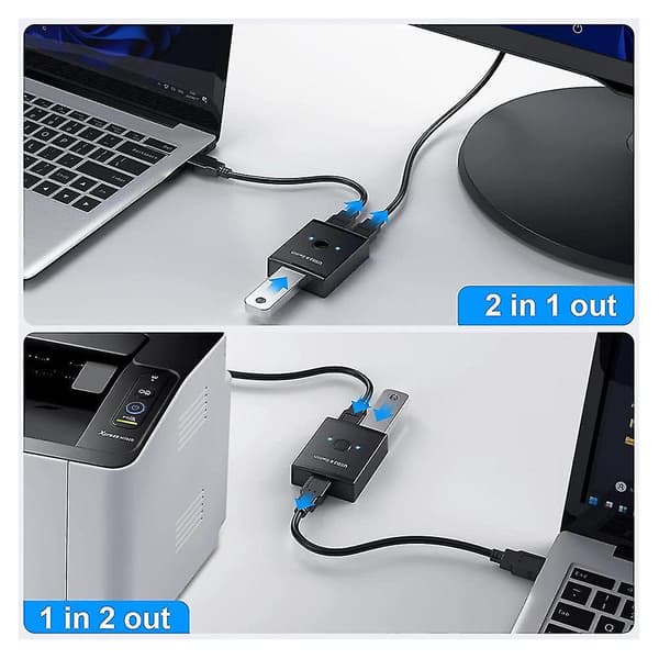 USB 3.0 Switch, Bidirectional 2 In 1 Out / 1 In 2 Out USB KVM Switch