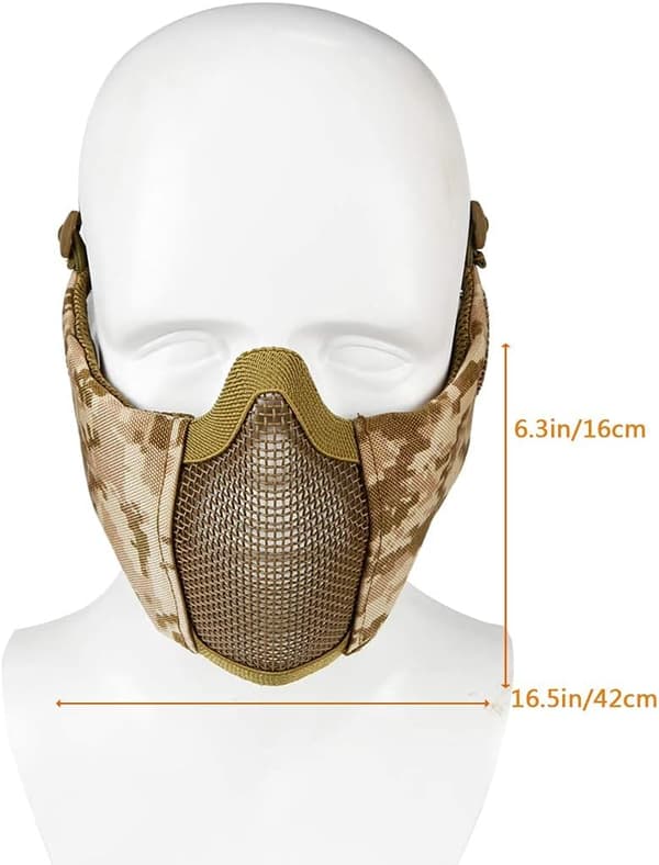 Mesh Maske, Mesh Halvmasker med ørebeskyttelse til CS/Jagt/Paintball/Skydning Gul Yellow